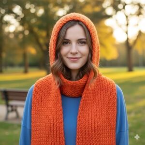 Chunky heavy, warm, cozyhat and scarf with fringes